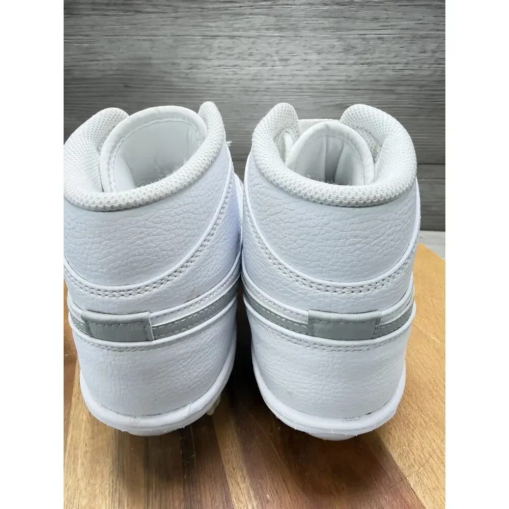 Nike Air Jordan 1 Retro Mid TD Football Cleats White Grey Fog FJ6805-101 Men 7.5